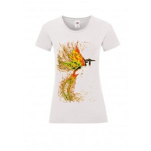 Dámské bílé tričko BIRD - oranžový